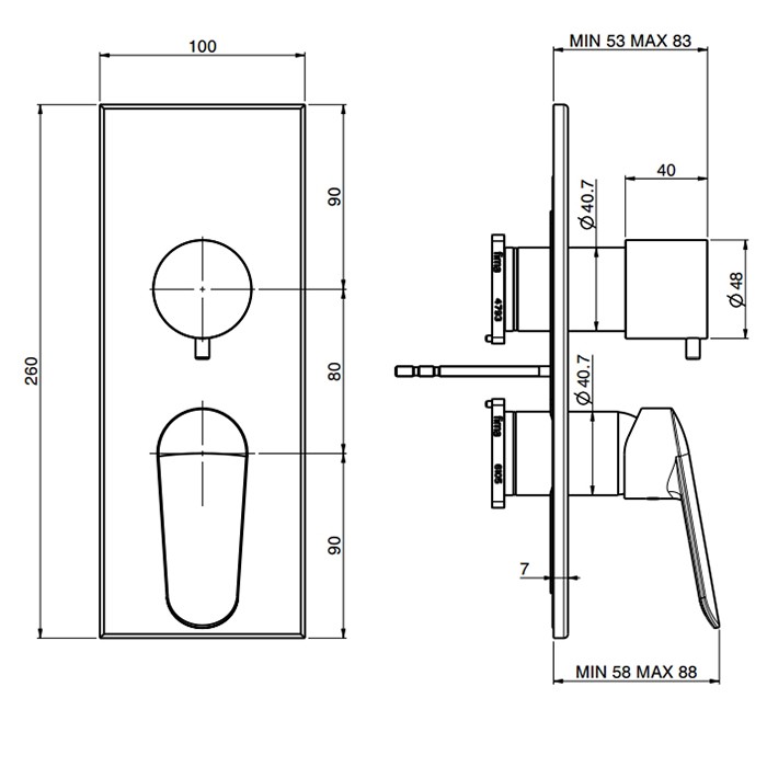 Fima Carlo Frattini Смеситель для душа, встраиваемый, с переключателем на 2/3 источника, Spot, F3009X6NS цвет: черный