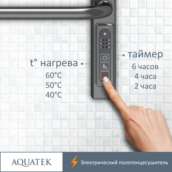 Полотенцесушитель водяной 500х900 Aquatek Бетта, хром арт. AQ EL KRC1090CH