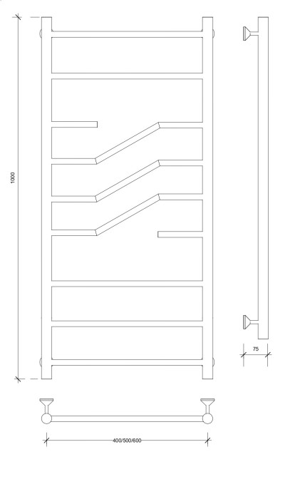 Полотенцесушитель водяной 100x40 Риволи (черный) Secado арт. 4673739228265