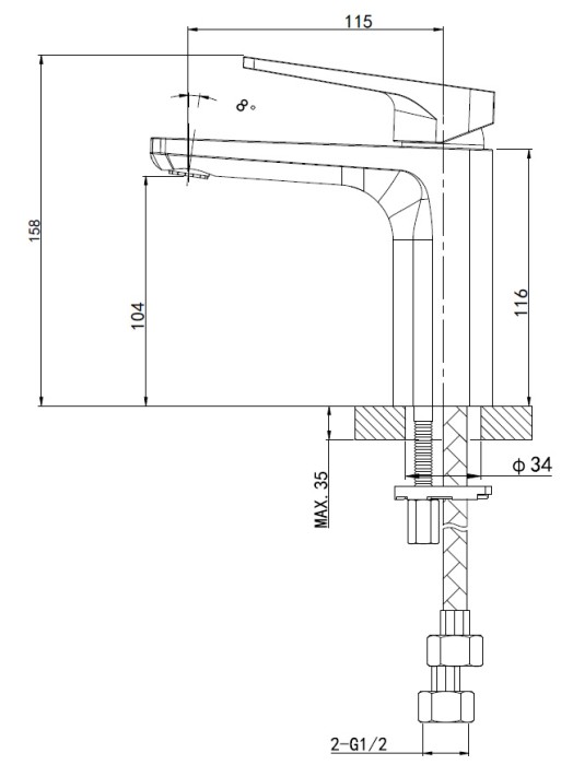 Смеситель для раковины, Wonzon & Woghand Athens, WW-081103-CR цвет: хром