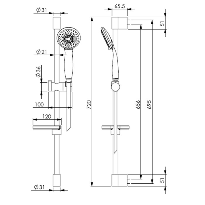 Fima Carlo Frattini Душевая штанга с ручным душем, шлангом 1500 мм. и мыльницей, Wellness, F2679NS цвет: чёрный