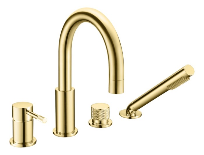 Смеситель врезной на борт ванны gold, Boheme Uno - 460-G