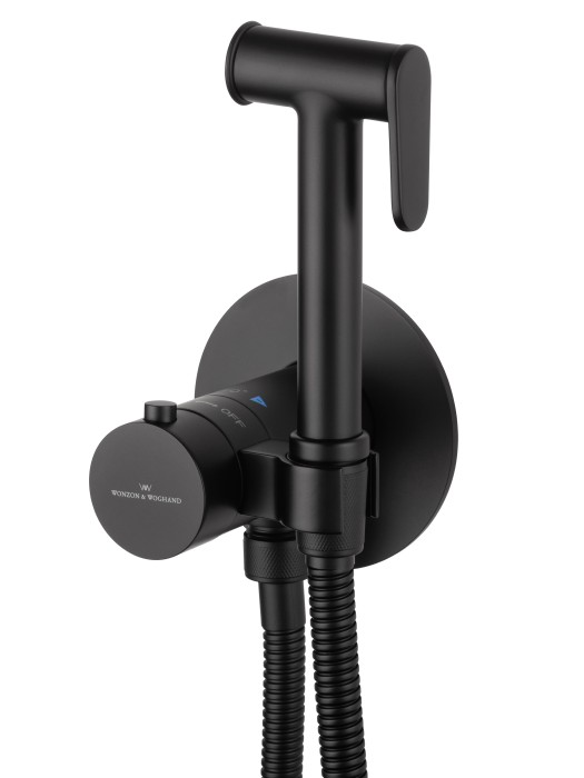 Смеситель с гигиеническим душем и термостатом встраиваемый, Wonzon & Woghand, WW-88829909-MB цвет: черный