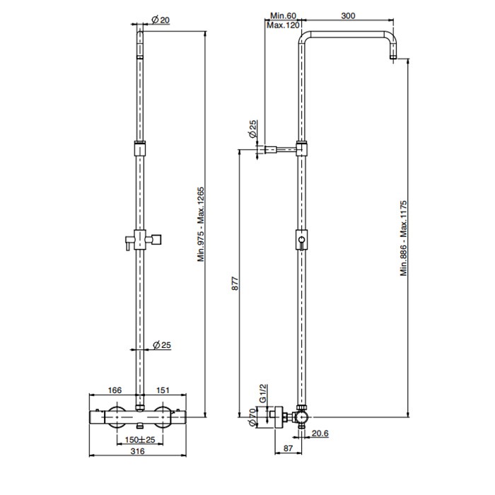 Fima Carlo Frattini Душевая стойка: смеситель для душа, внешнего монтажа, с душевой стойкой, Wellness, F3255SCR цвет: хром