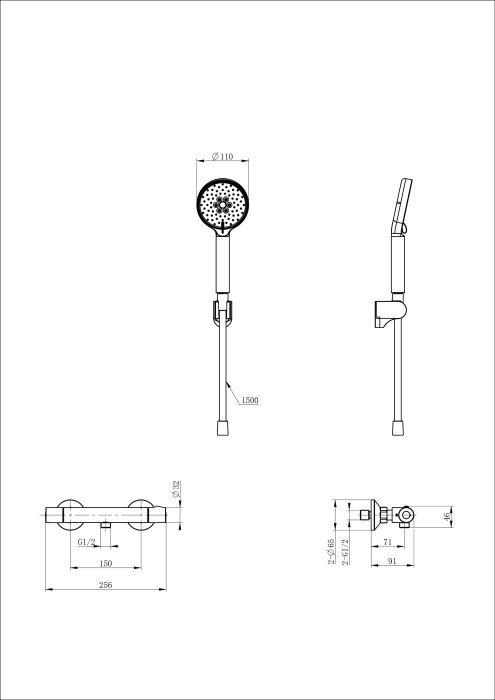 Смеситель для душа с термостатом, Wonzon & Woghand Inn, WW-B2005-A-BGG цвет: графит