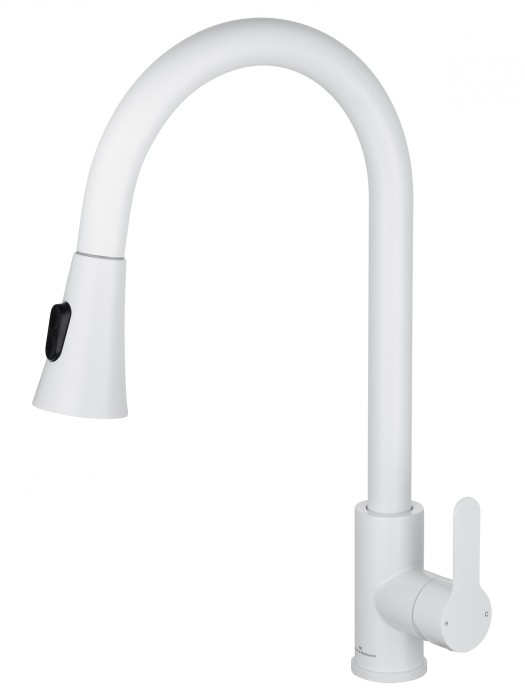 Смеситель для кухни с выдвижным изливом, Wonzon &amp; Woghand, WW-121E201L-MW цвет: белый