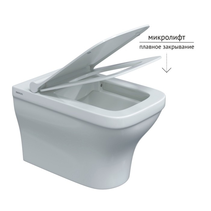 Комплект унитаза Berges с инсталляцией NOVUM кнопка D3 хром глянец, унитаз Strati Rimless, сиденье дюропласт Strati Slim SO арт. 042450