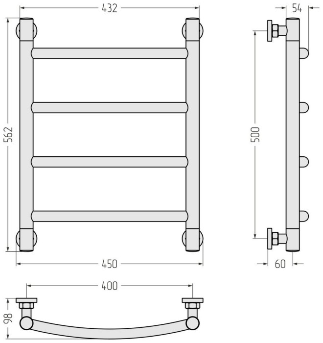 Сунержа Водяной полотенцесушитель 500x400, Галант+, 05-0200-5040 цвет: состаренная бронза