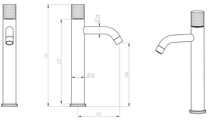 Смеситель для раковины, черный, Stick Boheme 122-BCR.2