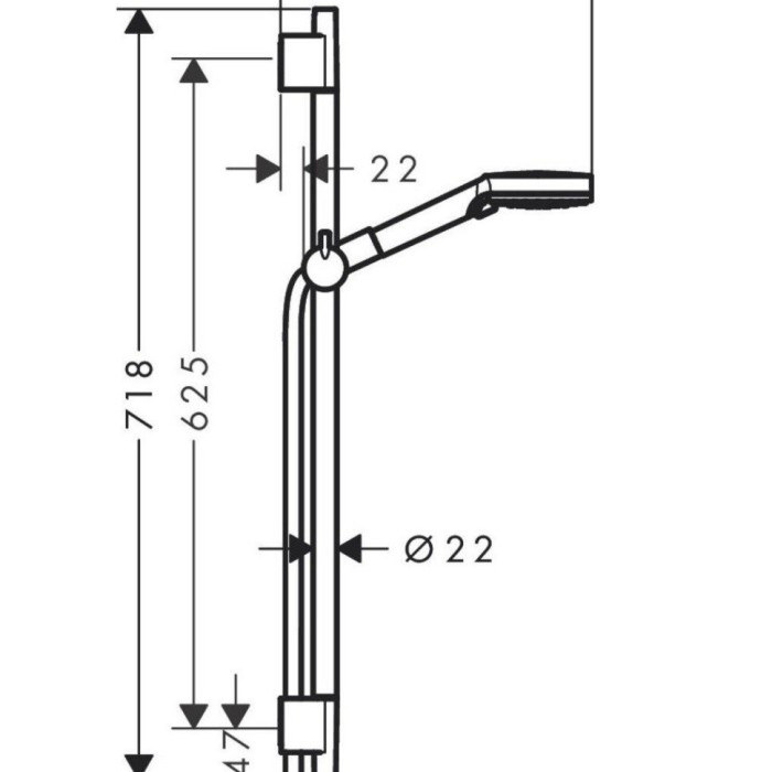 Душевой гарнитур Vario cо штангой 65см Vernis Blend Hansgrohe, черный арт. 26422670