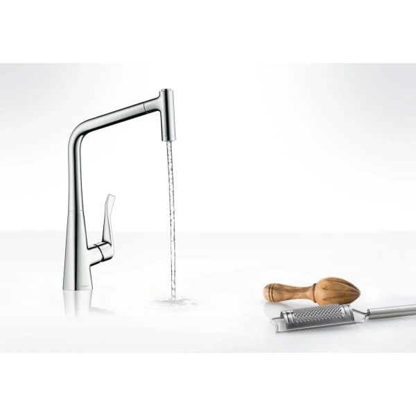 Смеситель для кухни, с вытяжным душем, Hansgrohe Metris M71, нержавеющая сталь арт. 14820800