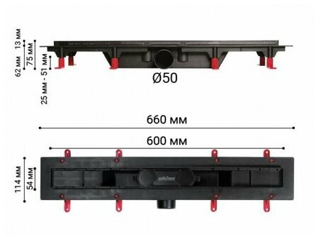 Душевой лоток 600мм Miano Madrid Day MD-60M, MD-60M цвет решетки хром