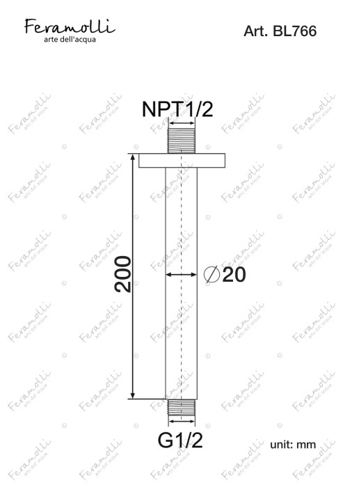 Потолочный кронштейн, черный, Tropicale Feramolli - BL766