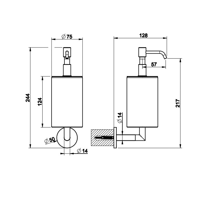 Дозатор для жидкого мыла настенный белый, Gessi Anello, хром арт. 63713#031