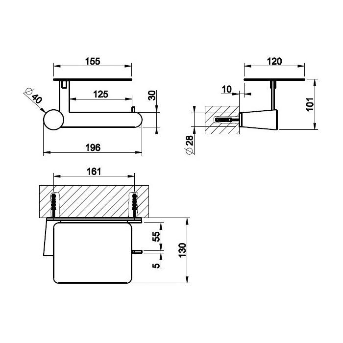 Держатель т/б, подвесной, Gessi Cono, black metal brushed арт. 45449#707