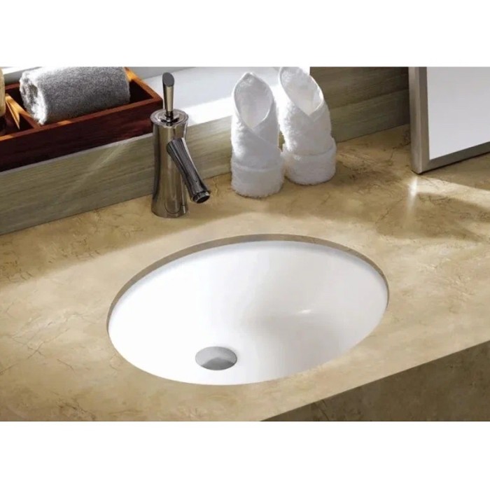 Раковина 49,5х41,5х19 овальная, встраиваемая снизу, белая, Azario - AZ908-20