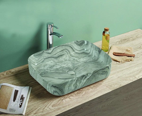 Раковина накладная 605х425х140 мрамор, Azario Mario - AZ-78625