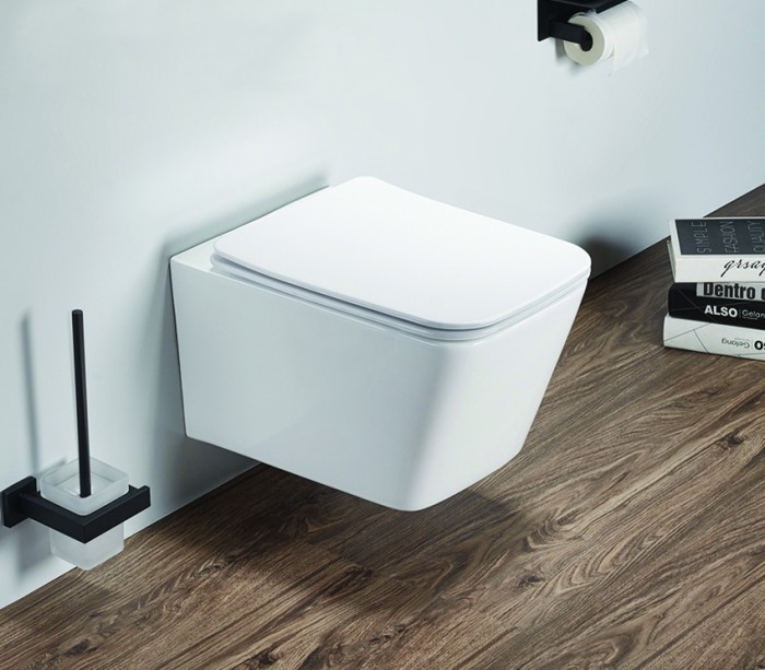 Подвесной унитаз 530х350х360 безободковый, с ультра тонким сиденьем микролифт, белый, Azario Nova арт. AZ-2216 SP