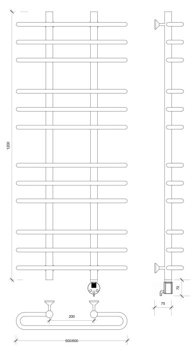 Полотенцесушитель электрический 120x20x50 Венеция 3 Secado арт. 4673739233979