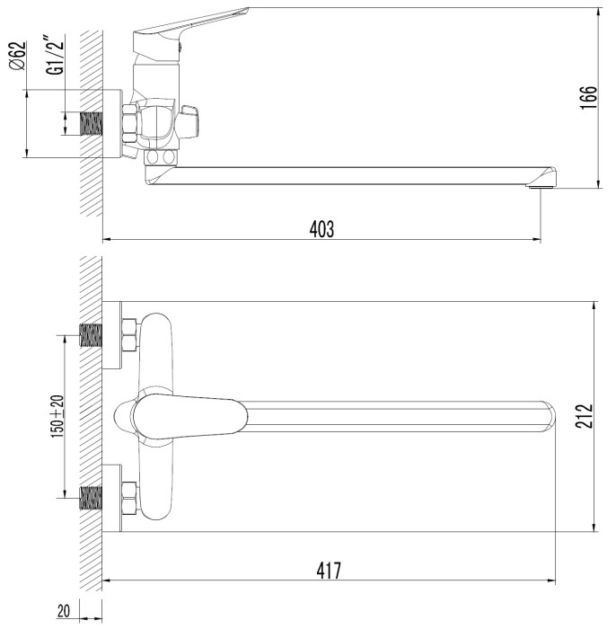 Смеситель для ванны с ручным душем, керамический картридж, хром, Azario CAMPO арт. AZ-KX138275C