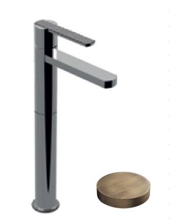 Высокий однорычажный смеситель для раковины, донный клапан, Giulini Surf deluxe, бронза матовая арт. 5811/SCDLBROP