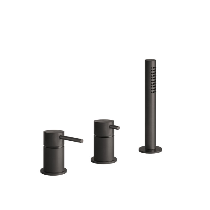 Смеситель для ванны на 3 отв., с душевой лейкой, Gessi 316, brushed black metal pvd арт. 54043#707
