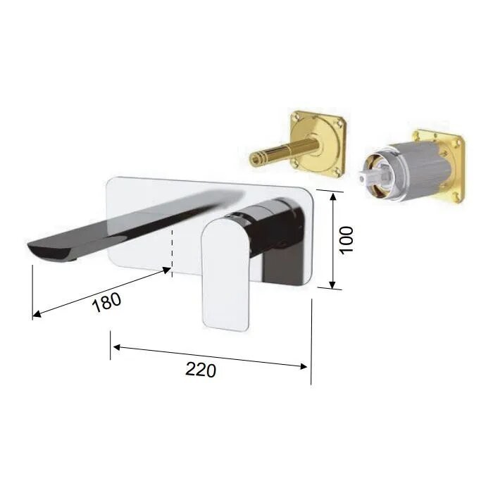 Смеситель для раковины золото матовый, Remer Infinity, скрытого монтажа i15KBBG