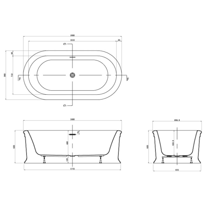 Акриловая ванна TOUR 1800x900x600, свободностоящая, белая, Azario Easton арт. TOU18090