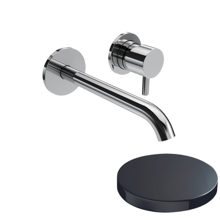 Внешняя часть смесителя встраиваемого для раковины XL, излив 18 см, без донного клапана, Giulini My future, хром черный глянц арт. 5925-18EPCRN