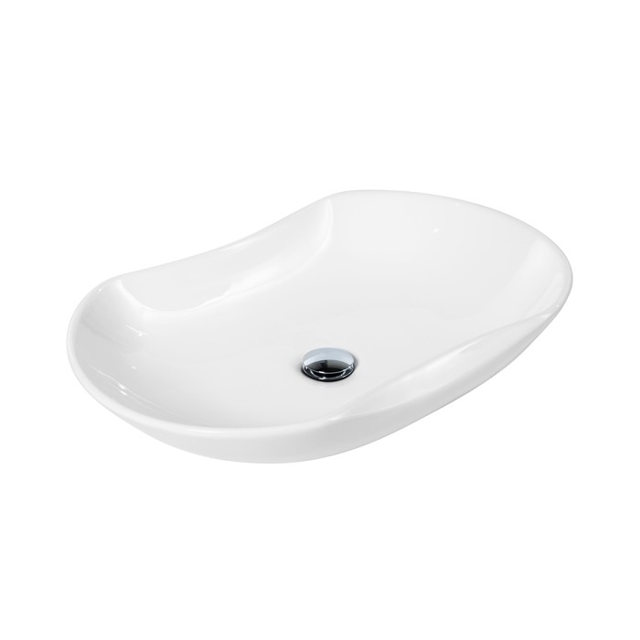 Раковина накладная керамическая 410x665x120, овальная, BelBagno, глянцевый белый арт. BB1334