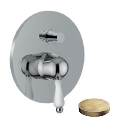 Внешняя часть для встраиваемого однорычажного смесителя для душа с кнопочным переключателем, Giulini Pragamix, бронза арт. 7563CEEPBR