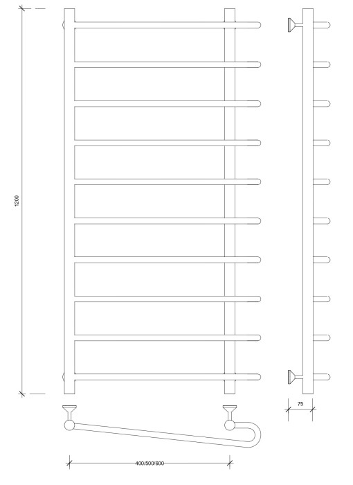 Полотенцесушитель водяной 120x50x60 Венеция 2 (хром) Secado арт. 4603759405728