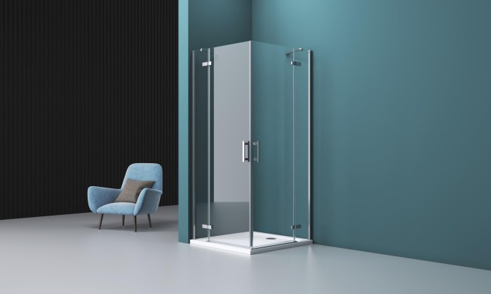 Душевой уголок 90x195 BelBagno, глянцевый хром, Kraft арт. KRAFT-AH-22-120/90-C-Cr-R