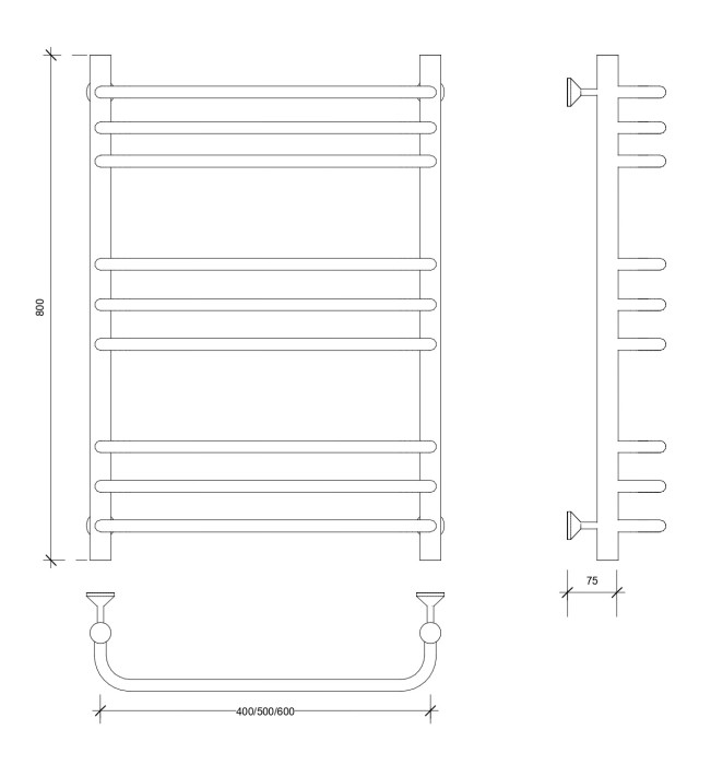 Полотенцесушитель водяной 80x60 Мерида 3 (хром) Secado арт. 4603777445690