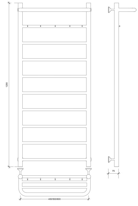 Полотенцесушитель водяной 120x60 Триада 1 КСП (хром) Secado арт. 4603777443658