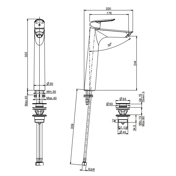 Fima Carlo Frattini Высокий смеситель на раковину, Spot, F3001/HCR цвет: хром