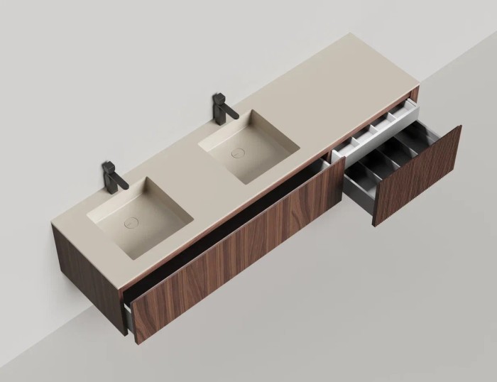 Подвесная тумба domino 2000, шпон, для двух встраиваемых раковин, Salini арт. 27D220DINF