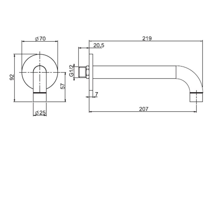 Fima Carlo Frattini Излив для настенного монтажа, длина 207 мм., Wellness, F2929NS цвет: чёрный