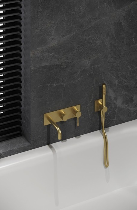 Смеситель встроенный + ручной душ + излив matt gold, Boheme Uno - 464-3-MG