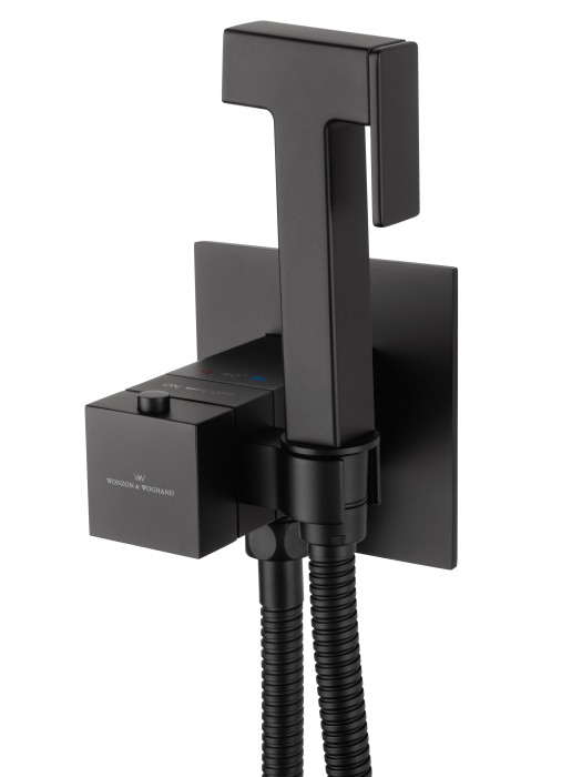 Смеситель с гигиеническим душем и термостатом встраиваемый, Wonzon & Woghand, WW-88829910-MB цвет: черный