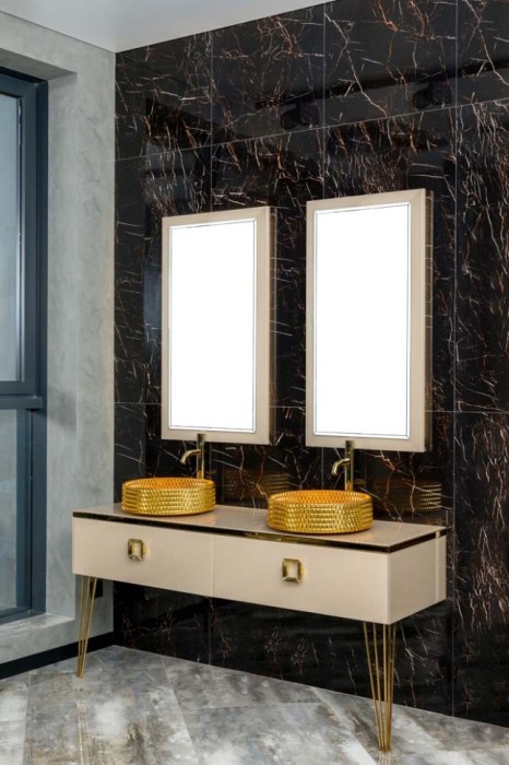 Столешница прямое стекло 140cм cветло-goldй, Boheme - 853-140-Light Gold