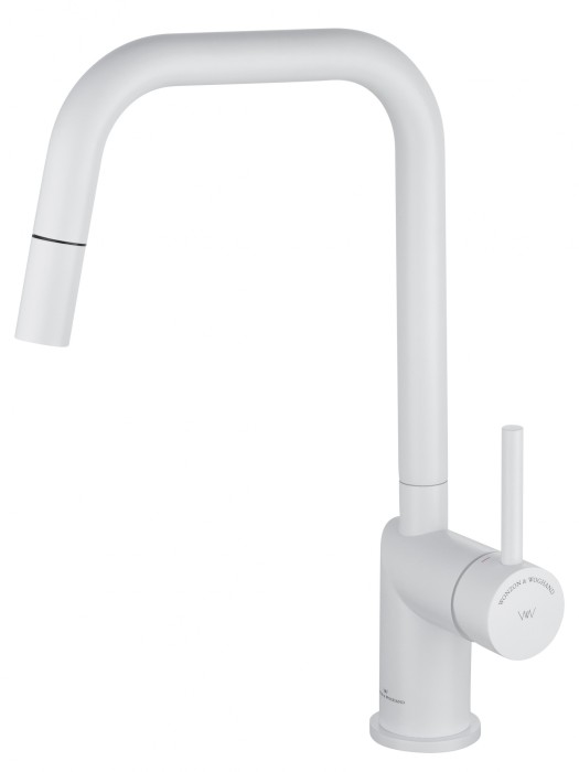 Смеситель для кухни с выдвижным изливом, Wonzon &amp; Woghand, WW-6018-MW цвет: белый