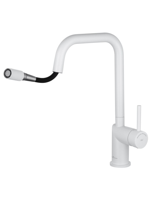 Смеситель для кухни с выдвижным изливом, Wonzon & Woghand, WW-6018-MW цвет: белый
