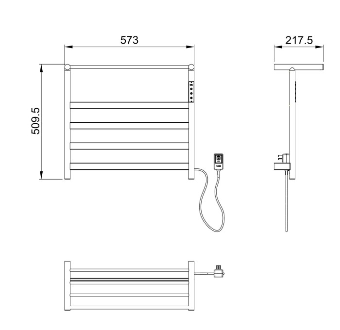 Полотенцесушитель электрический с полкой, Wonzon & Woghand Essen, WW-A402-BR цвет: никель