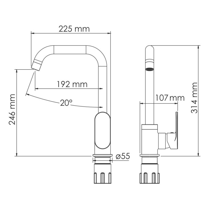 Смеситель для кухни Elbe 7400 WasserKRAFT арт. 7407