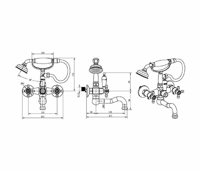 Смеситель для ванны и душа, бронза, Flora Boheme 293-FL