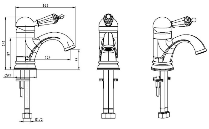 Смеситель для раковины, золото, Imperiale Boheme 321