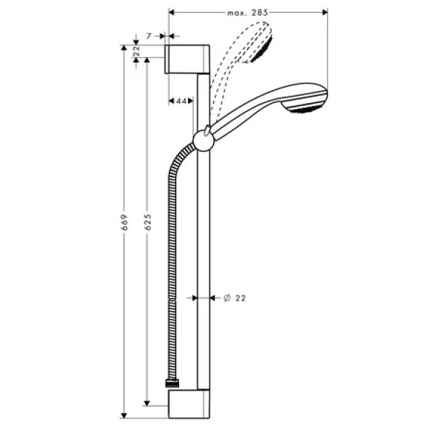 Душевой гарнитур Mono Green со штангой 65см Crometta 85 Hansgrohe, хром арт. 27652000