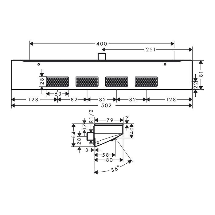 Боковой душ 500 с полкой Rainfinity Hansgrohe, белый арт. 26243700