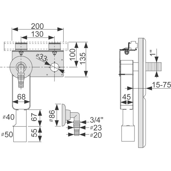 Монтажный комплект для стиральной машины, TECE арт. 9020036